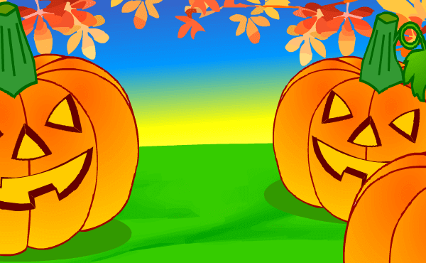 Dibujo de calabazas de Halloween en el campo